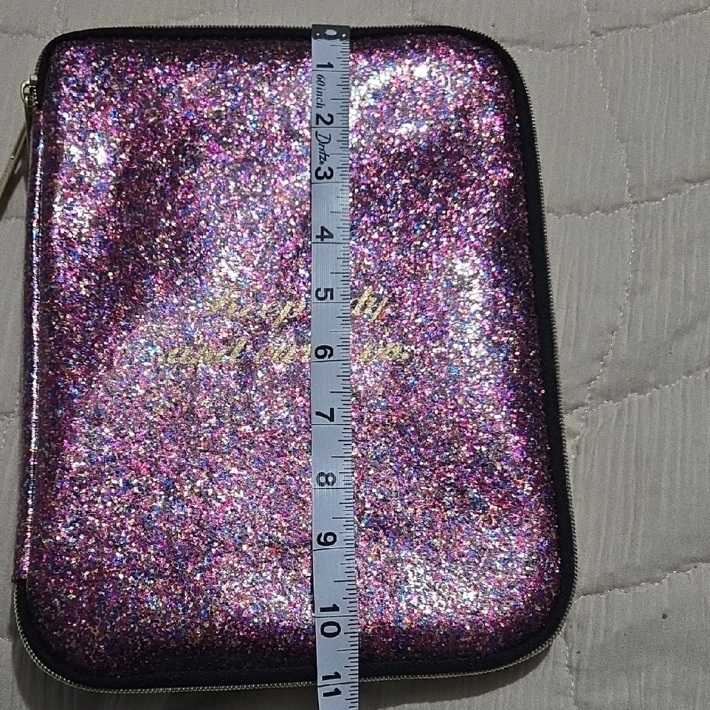 Sparkle Purple Glitter Tablet Sleeve with Gold Zipper Accents NWOT